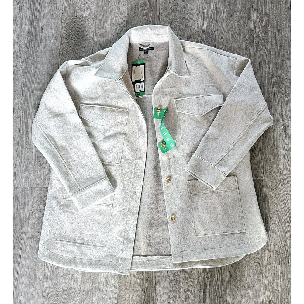 Banana Republic Oversized Shirt Jacket Shacket Tan Cream Button Down Womens XL